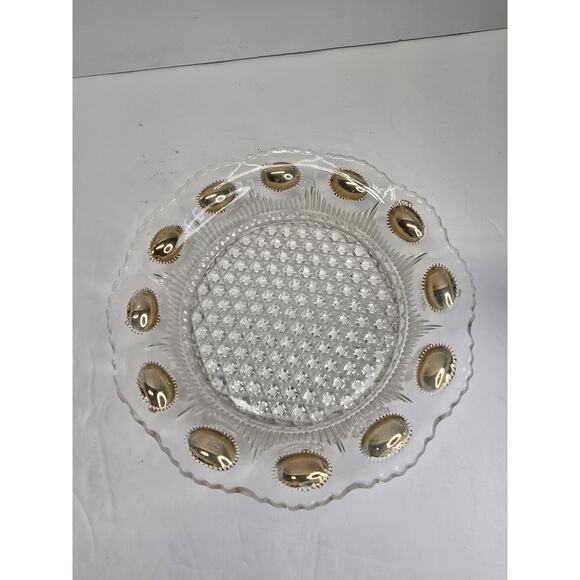 Antique EAPG Manhattan Clear Glass Bowl Gold Accents U.S. Glass Co. 1902–1910 - Picture 2 of 7